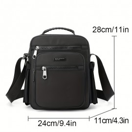 [Casual Crossbody Bag] Large Capacity Men's Casual Oxford Cloth Crossbody Bag | Adjustable Strap, Zippered Pockets, Durable Black Shoulder Bag for Everyday Use