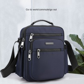 [Casual Crossbody Bag] Large Capacity Men's Casual Oxford Cloth Crossbody Bag | Adjustable Strap, Zippered Pockets, Durable Black Shoulder Bag for Everyday Use
