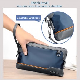 Men'S Premium Oxford Fabric Crossbody Bag with Adjustable Strap - Multi-Compartment Casual Shoulder Bag for Everyday Commute & Outings, Royal Blue with Orange Accents