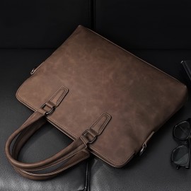 Men's handbag briefcase Men's bag tote bag file folder detachable shoulder strap daily commuting hand-held bag without print adjustable belt simple and stylish three colors available