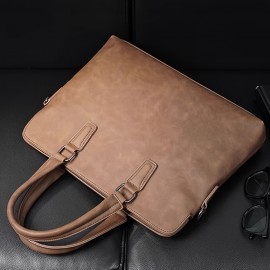 Men's handbag briefcase Men's bag tote bag file folder detachable shoulder strap daily commuting hand-held bag without print adjustable belt simple and stylish three colors available