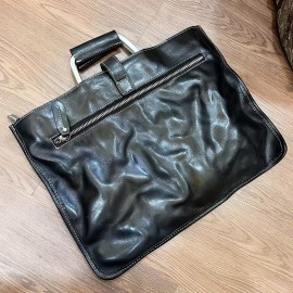 QWQ Men'S Genuine Leather Slim Briefcase Bag - Vintage Handmade Top Grain Shoulder Crossbody Satchel with Double Handles, Deep Brown, Durable & Stylish for Work, Travel, or Everyday Use, Travel Accessory, Classic Design, Sturdy Construction, Briefcase Men, Mens Tote Bag, Tote Bag, Tote Bags, Travel Accessories, Travel Bag, Work Bag