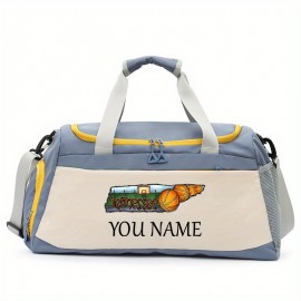 Customizable Soccer-Themed Large Capacity Gym Bag with Shoe Compartment, Adjustable Shoulder Straps & Multi-Functional Storage Pockets - Perfect for Basketball, Travel & Daily Use