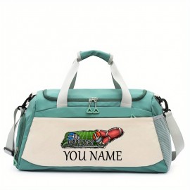 Customizable Soccer-Themed Large Capacity Gym Bag with Shoe Compartment, Adjustable Shoulder Straps & Multi-Functional Storage Pockets - Perfect for Basketball, Travel & Daily Use