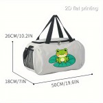 1pc Frog Design Large Capacity Travel Duffel Bag - Durable Polyester Sports & Yoga Tote with Shoulder Strap, Playful Green Frog Illustration, Perfect for Gym, Outdoor Adventures, and Daily Use