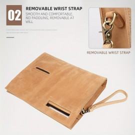 Vintage Genuine Leather Briefcase - Retro A4 Document Holder, Stylish Shoulder & Crossbody Bag for Men, Deep Brown Crazy Horse Leather with Golden Buckle, Perfect for Daily Commute & Professional Use, Leather Purse