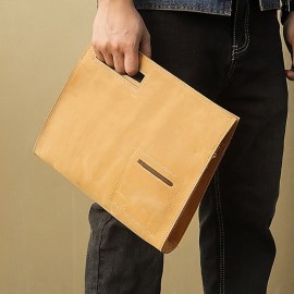 Vintage Genuine Leather Briefcase - Retro A4 Document Holder, Stylish Shoulder & Crossbody Bag for Men, Deep Brown Crazy Horse Leather with Golden Buckle, Perfect for Daily Commute & Professional Use, Leather Purse