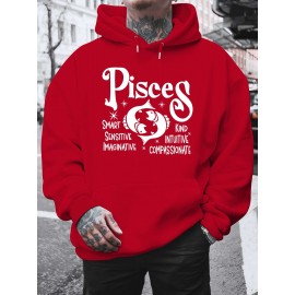 Plus Size Pisces Pattern Hoodie | Comfortable Fuzzy Sweatshirt with Zodiac Design, Printed with 