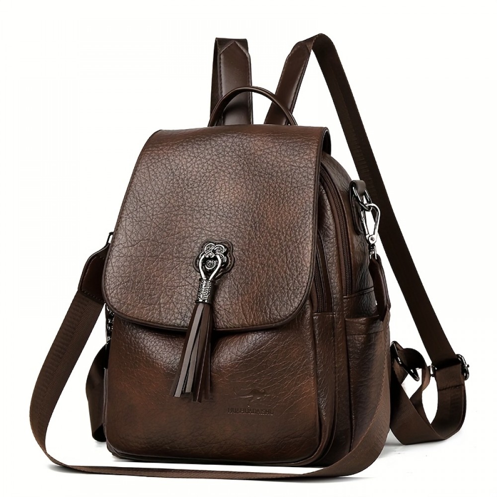 Women's Large Capacity Backpack - Backpack with Adjustable Shoulder Straps & flap closure, Elegant Brown-like, for Travel, Work, School - Everyday Carryall Bag, Versatile Carryall,