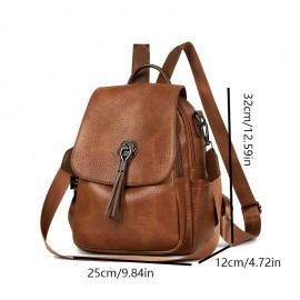 Women's Large Capacity Backpack - Backpack with Adjustable Shoulder Straps & flap closure, Elegant Brown-like, for Travel, Work, School - Everyday Carryall Bag, Versatile Carryall,