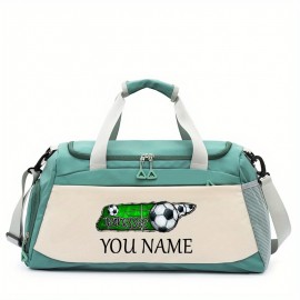 Customizable Soccer-Themed Large Capacity Gym Bag with Shoe Compartment, Adjustable Shoulder Straps & Multi-Functional Storage Pockets - Perfect for Basketball, Travel & Daily Use